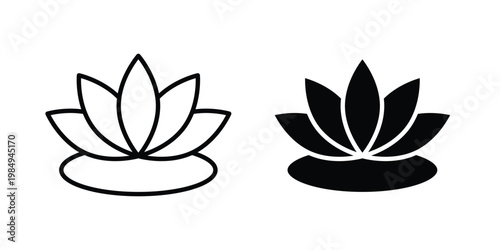 Water lily icon and symbol. Vector icons set