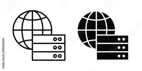 Web server icon and symbol. Vector icons set