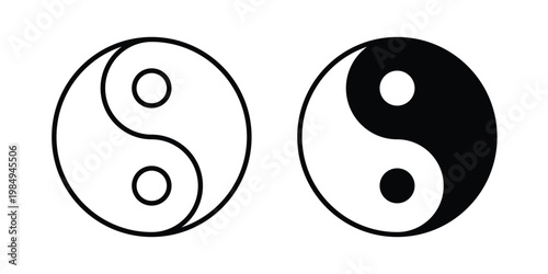 Yin yang icon and symbol. Vector icons set
