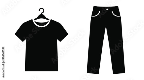 Black t shirt and jeans displayed as a stark silhouette