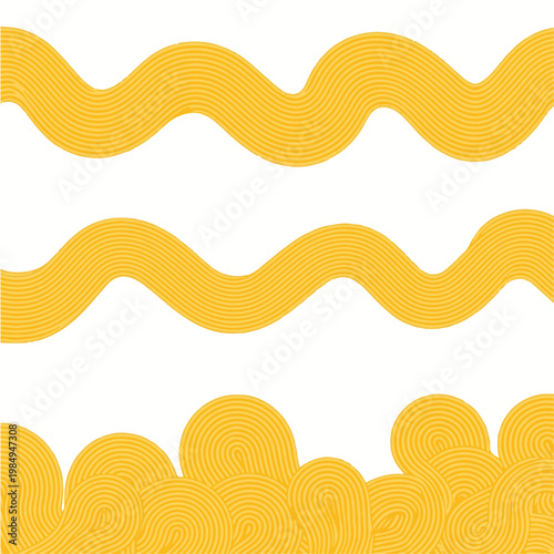 Abstract Yellow Wavy Lines Pattern Background with Curved Stripes