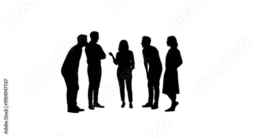 Group of professionals engaged in a discussion with one person holding a document isolated on transparent background, Vector