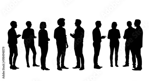 Silhouettes of people engaged in various activities and poses isolated on transparent background, Vector