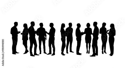 Group of eleven people standing in a line facing forward isolated on transparent background, Vector