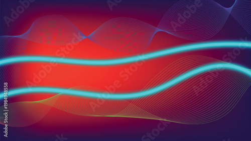 Abstract Waveform: The image showcases vibrant, dynamic waveforms weaving across a gradient backdrop, symbolizing the fluidity and interconnectedness of information. 