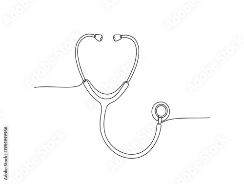Classic stethoscope with dual earpieces and chest piece Vector