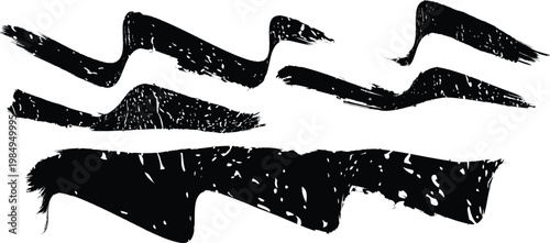 Grunge wavy brush stroke  - distorted paint stroke for typography overlay. Wave brush stroke strip for web header or cover design. Textured element for design template , social media.