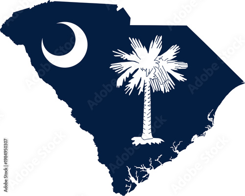 Bild auf Leinwand South Carolina State Flag Map United States State Outline Isolated