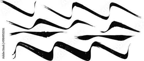 Grunge wavy brush stroke  - distorted paint stroke for typography overlay. Wave brush stroke strip for web header or cover design. Textured element for design template , social media.