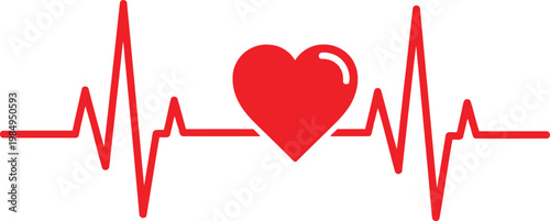 A heart symbol surrounded by electrocardiogram line patterns Vector