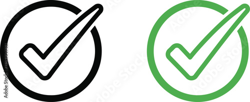 Two checkmark icons with different styles and colors for approval or verification Vector