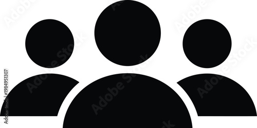 Three generic silhouette figures standing side by side Vector