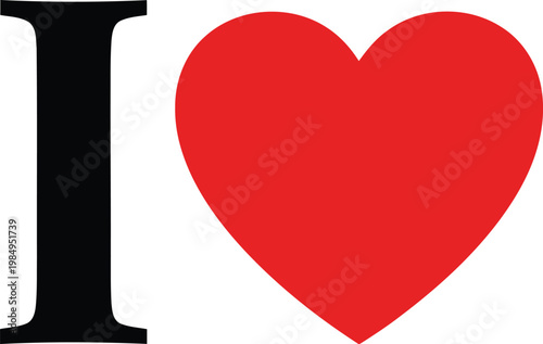 A bold letter i paired with a red heart symbolizing love and affection Vector