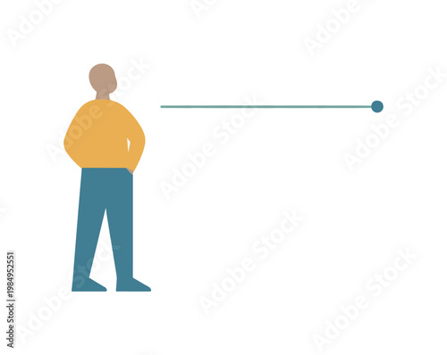 Individual observing a single floating axis line, reinterpreting reasoning as alignment rather than accumulation. Stylized