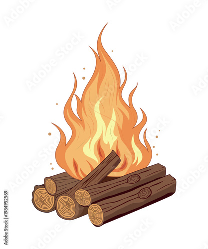 Fire flame with wood illustration 
