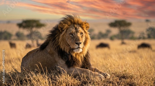 lion in grasslands