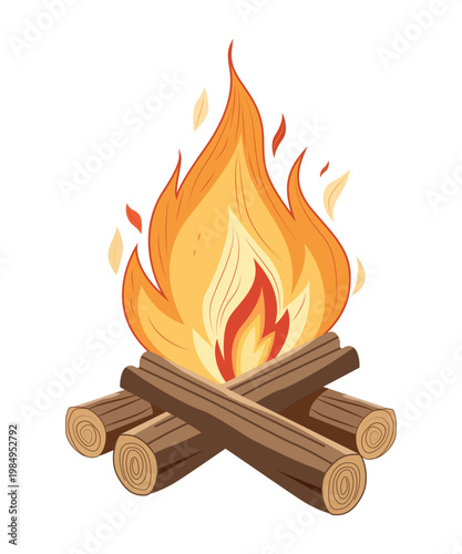 Fire flame with wood illustration.eps