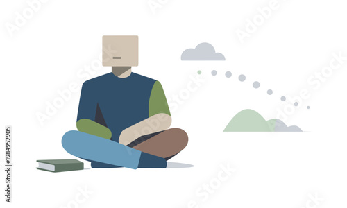 Individual allowing some pressure elements to recede naturally, reducing intensity without avoidance. Stylized editorial