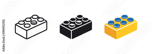 Imagination metaphor expressed as a modular building brick symbolizing ideas fitting together, same silhouette shown three times