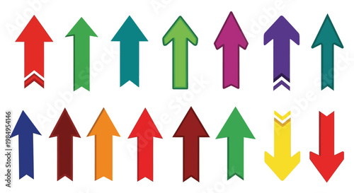 Colorful arrows pointing up and down a vibrant directional graphic