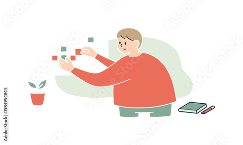 Fresh person arranges dates on a wall calendar at a tidy desk while hands move evenly and daylight fills the room calmly today