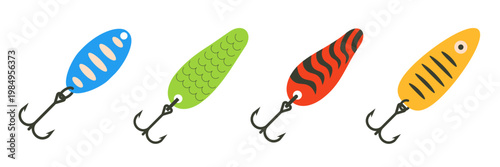 Spoon Fishing lures vector. Fishing bait icon.