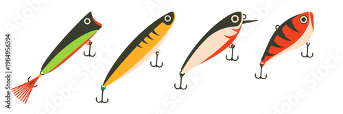 Wobbler Fishing lures vector. Fishing bait icon.
