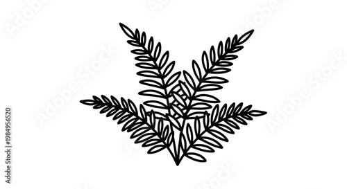 A black and white illustration of leaves.