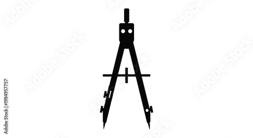 A black drafting tool with pointed ends presented as a bold silhouette