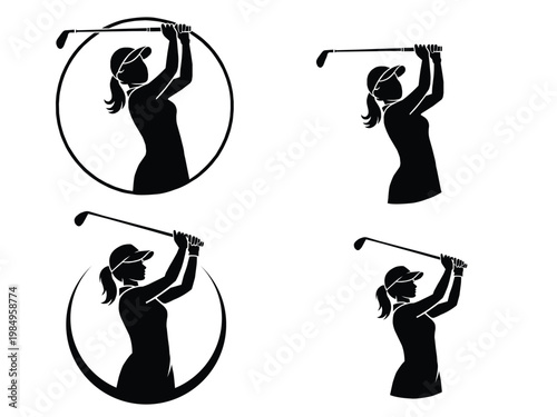  silhouette of a woman swinging a golf club