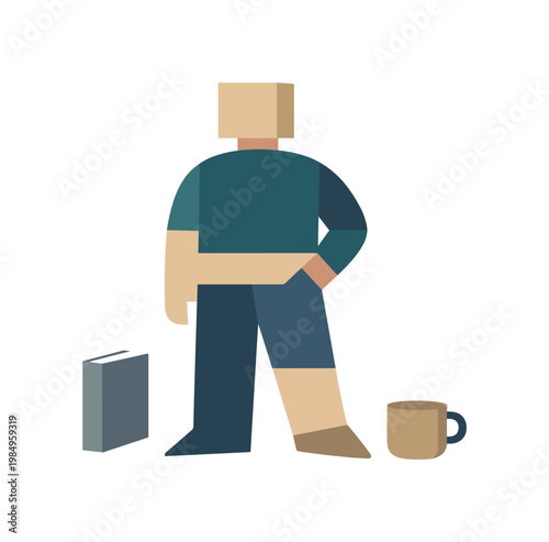 Conscious perception strengthens as remaining elements settle into a more readable configuration. Stylized editorial character