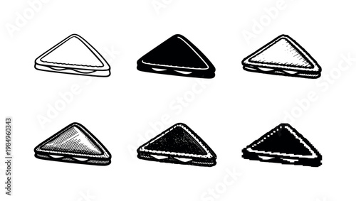 Grilled triangle sandwich with sealed edges and melted filling inside prepared in a countertop press cooker  Create ONE image