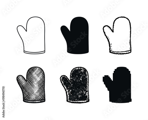 Main body of an oven mitt designed to fully cover and protect the hand from heat   six