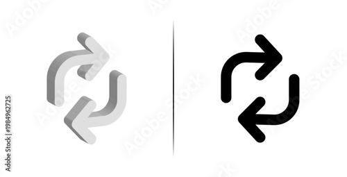 Social Media Repost Icon Set: 2D Flat & 3D Isometric Design