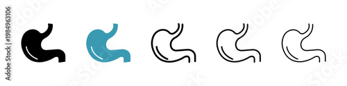 Stomach icons collection in black and blue colors
