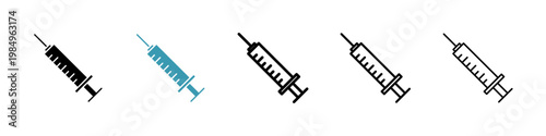 Syringe icons collection in black and blue colors