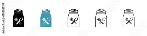Take away food icons collection in black and blue colors