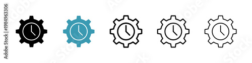 Time management icons collection in black and blue colors