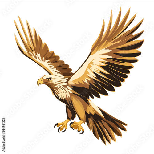 simple vector golden eagle clipart illustration white background vector art style simple design flat illustration no shadows