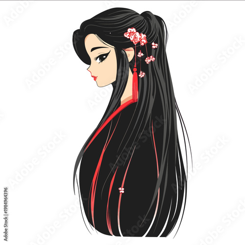 simple vector Oriental Longhair clipart illustration white background vector art style simple design flat illustration no shadows