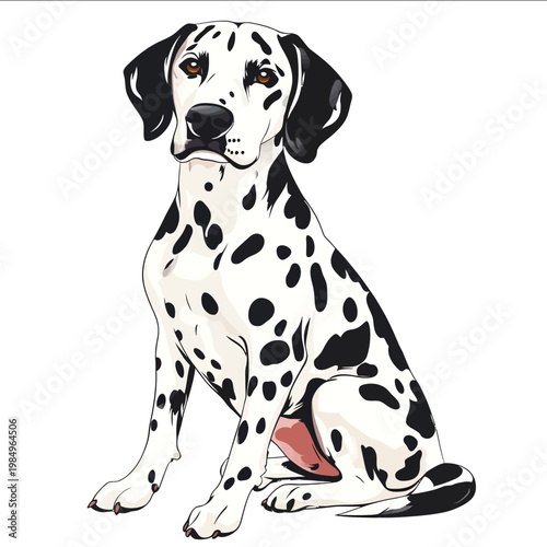simple vector Dalmatian clipart illustration white background vector art style simple design flat illustration no shadows