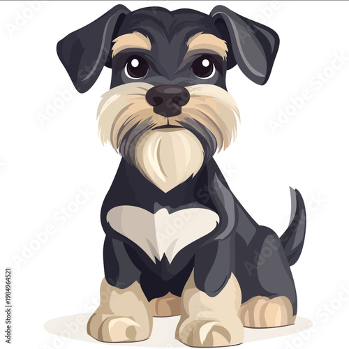 simple vector Miniature Schnauzer clipart illustration white background vector art style simple design flat illustration no shadows
