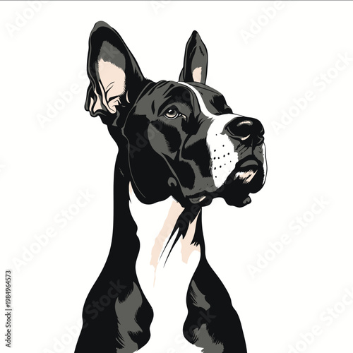 simple vector great Dane clipart illustration white background vector art style simple design flat illustration no shadows