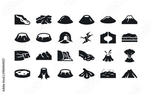 Volcanic formations like lava flows volcanic domes fissures craters and geological structures shaped by eruptions clean solid
