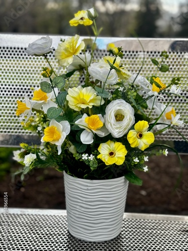 Elegant Floral Composition in White Pot