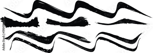 Grunge wavy brush stroke - distorted paint stroke for typography overlay. Wave brush stroke strip for web header or cover design. Textured element for design template , social media.