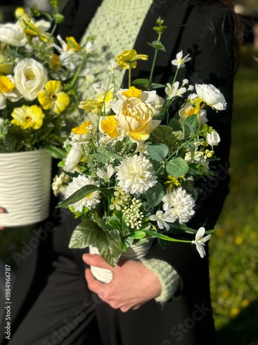 Elegant Floral Composition in White Pot