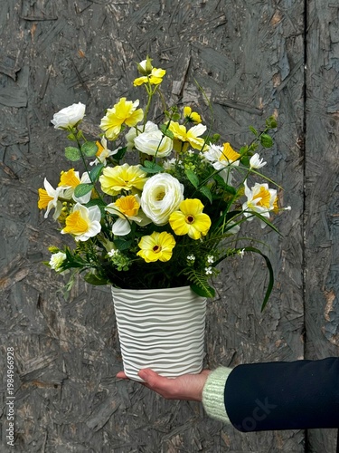 Elegant Floral Composition in White Pot