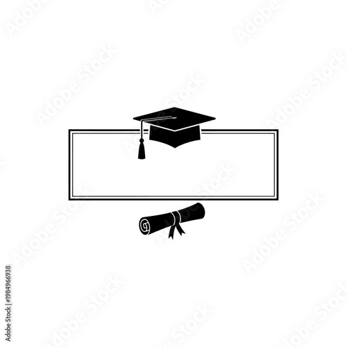 Graduation Cap and Diploma Icon.