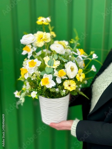 Elegant Floral Composition in White Pot